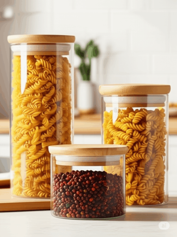 Frasc De Vidrio Tapa Bamboo Hermetico