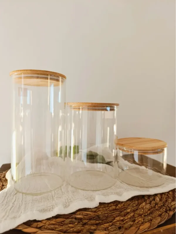 Frasc De Vidrio Tapa Bamboo Hermetico