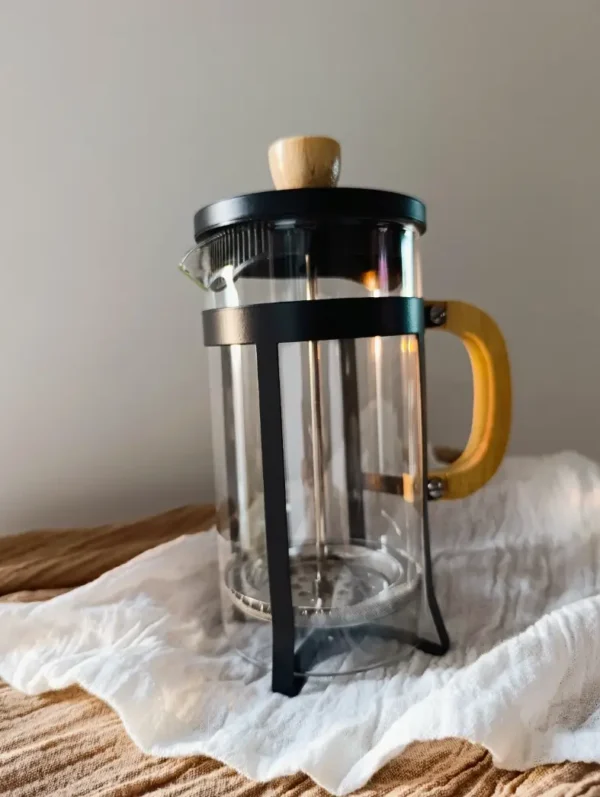 Cafetera De Cristal Con Embolo Marco Bambu Natural 600 ML Negra