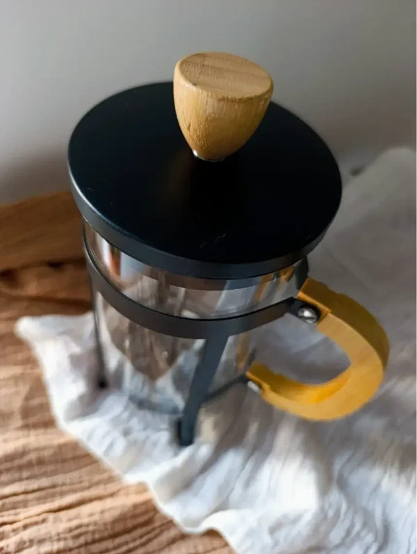 Cafetera De Cristal Con Embolo Marco Bambu Natural 600 ML Negra