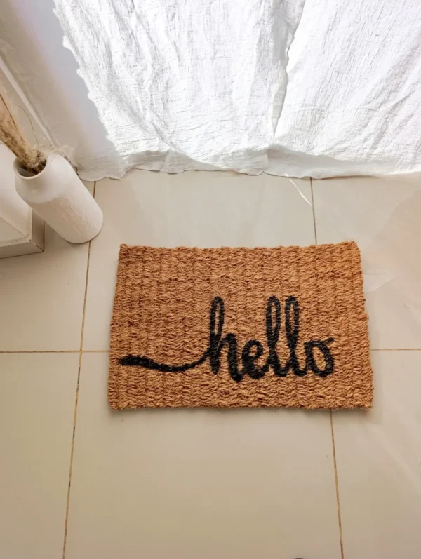 alfombra yute hello