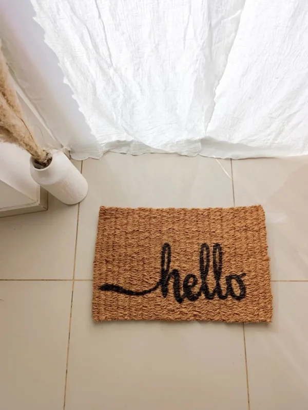 alfombra yute hello