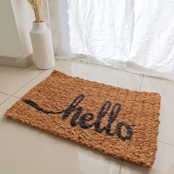 alfombra yute hello