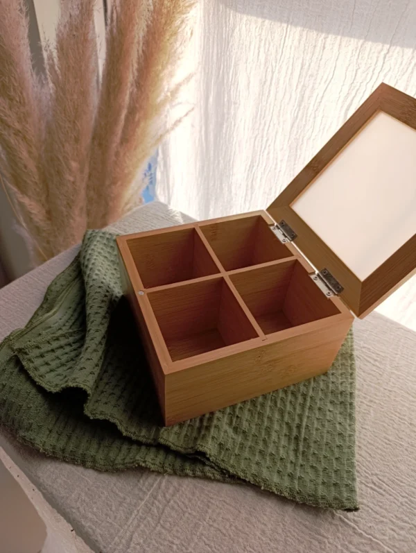 Caja de Te madera 4 divisiones