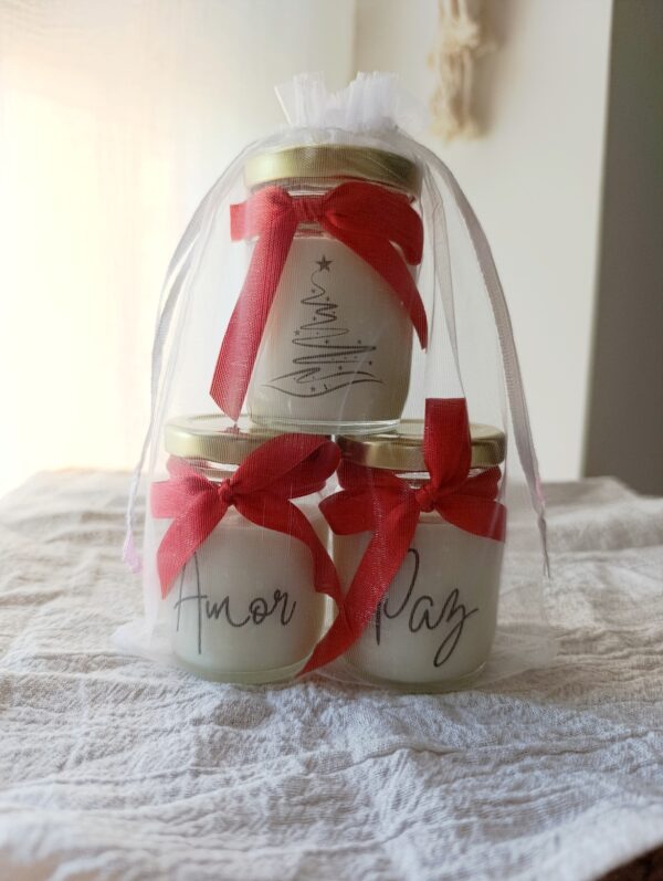 Velas Navideñas de Soja Decorativas x 3