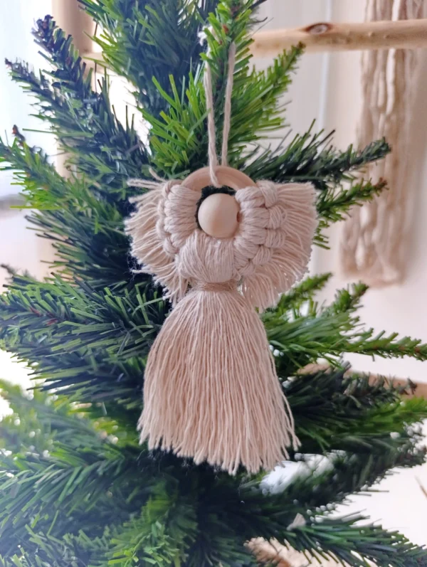 Adorno navideño Angelitos de macramé x 3